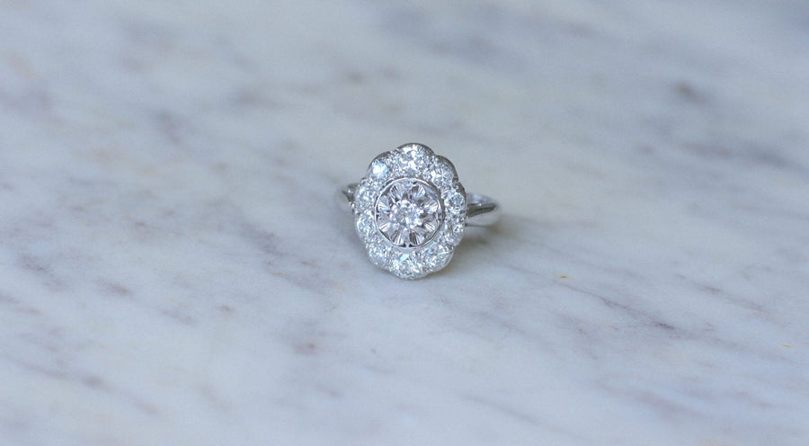 アールデコ マルグリット オーバル ダイヤモンド リング - Galerie Pénélope