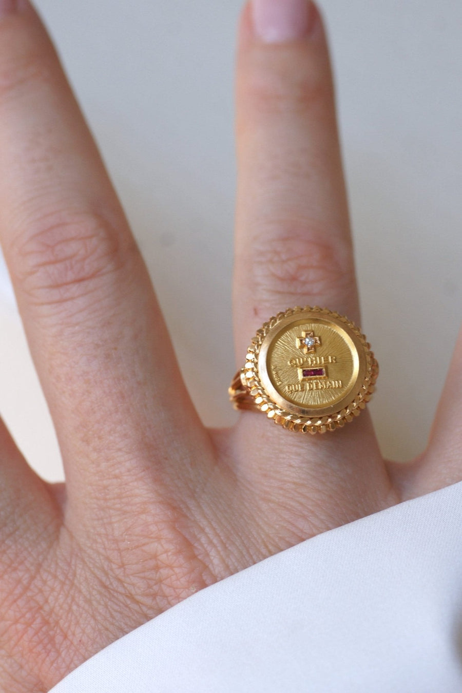 オーギス ヴィンテージ イエローゴールド ダイヤモンド リング T54 - Galerie Pénélope