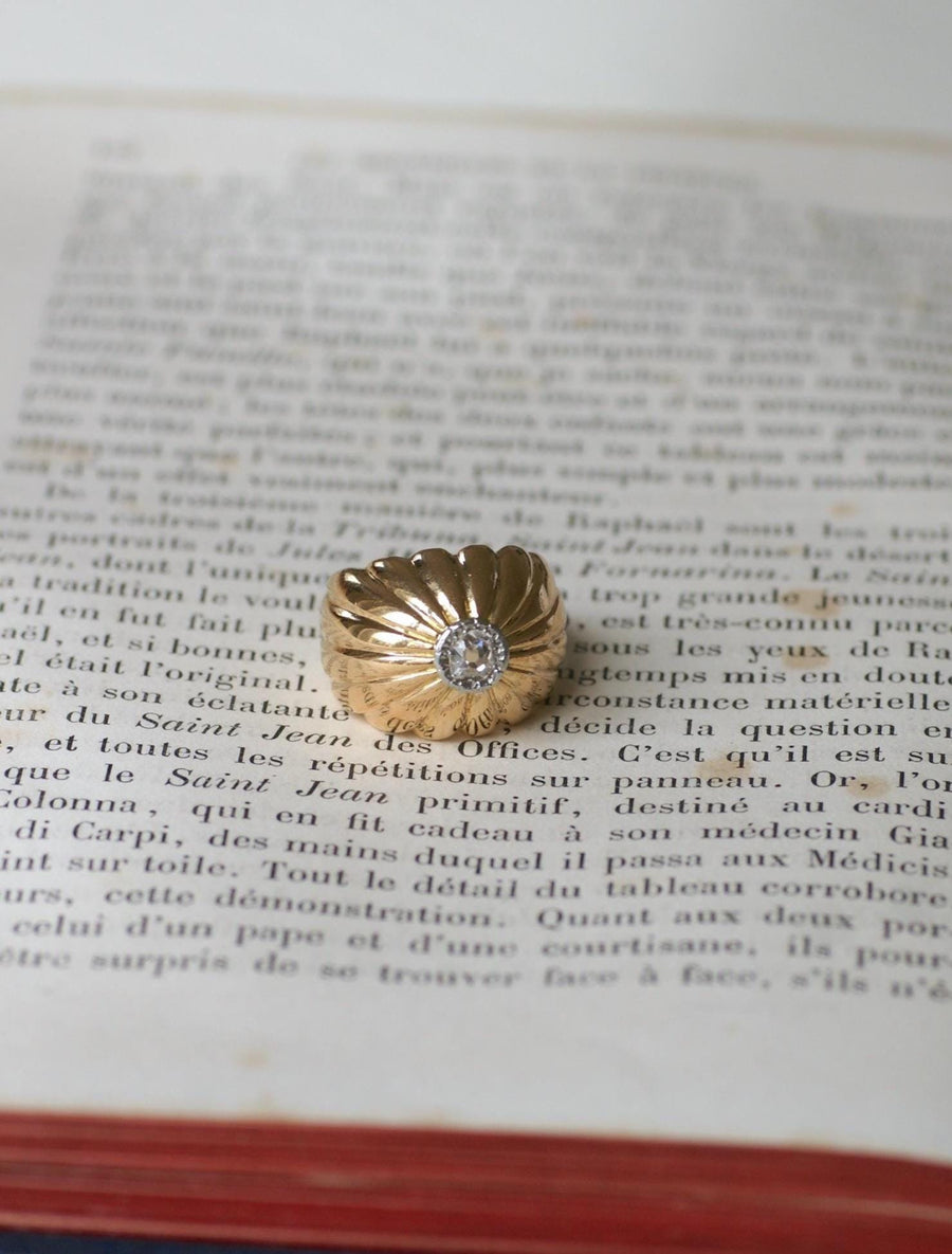 ダイヤモンド・オン・ゴールド＆プラチナ・ゴードロン・ボール・リング - Galerie Pénélope