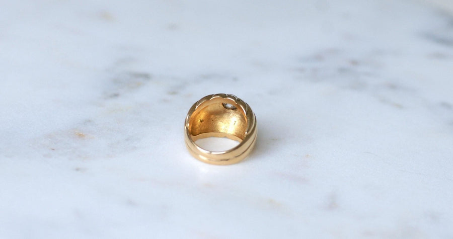 ダイヤモンド・オン・ゴールド＆プラチナ・ゴードロン・ボール・リング - Galerie Pénélope