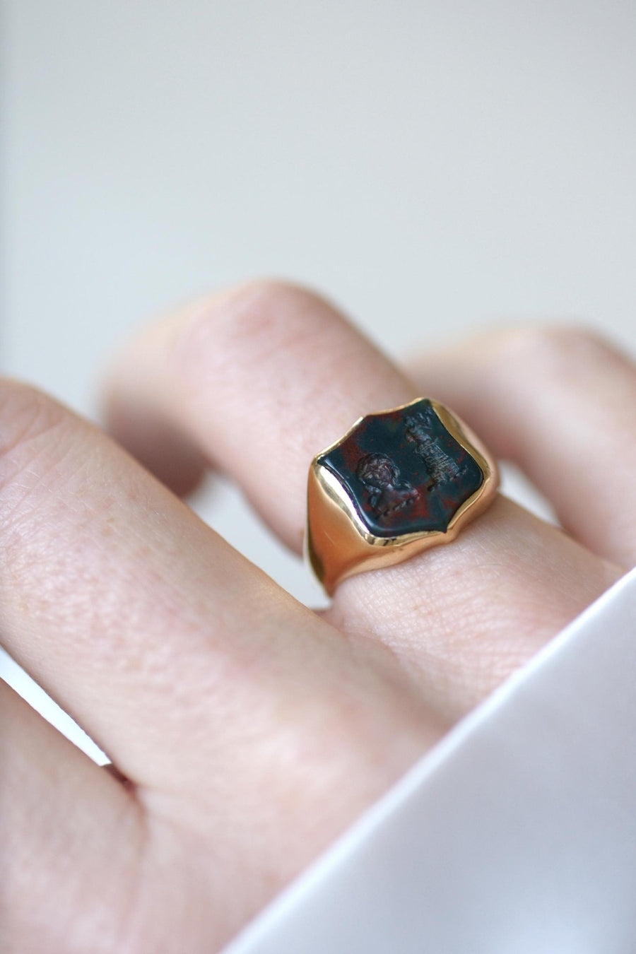 ブラッドストーン・ジャスパー・リング - イエローゴールド - Galerie Pénélope