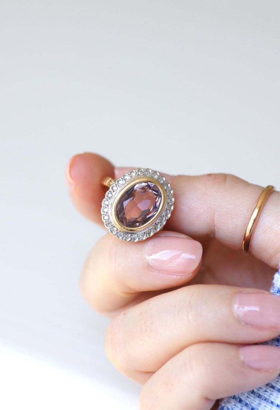 アール・デコ様式のアメシストとダイヤモンドのリング - Galerie Pénélope