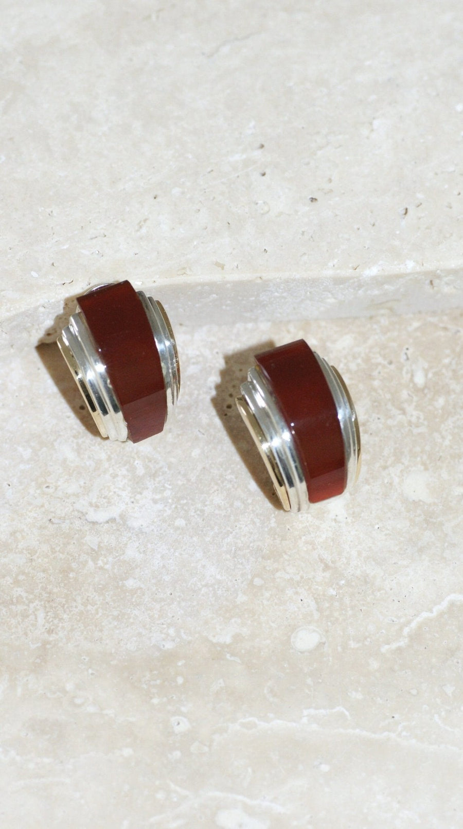 イヤリング Puiforcat clips by André Vassort Carnelian - Galerie Pénélope