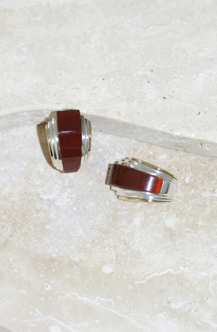 イヤリング Puiforcat clips by André Vassort Carnelian - Galerie Pénélope