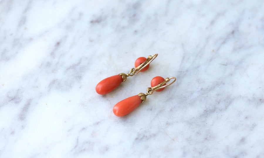 コーラルドロップピアス - Galerie Pénélope