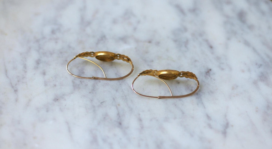 アンティークゴールド・エナメル・ポワサール・ピアス - Galerie Pénélope