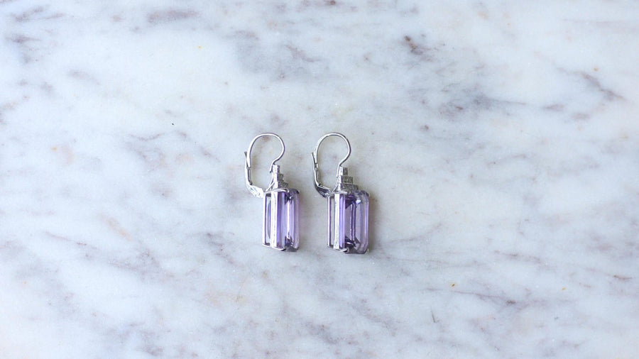 アメシストとダイヤモンドのアール・デコ調ピアス - Galerie Pénélope
