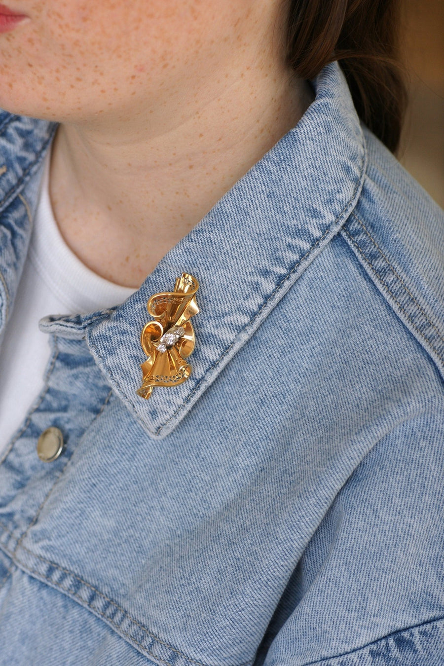 50's ダイヤモンド ノット ブローチ - ピンクゴールド - Galerie Pénélope