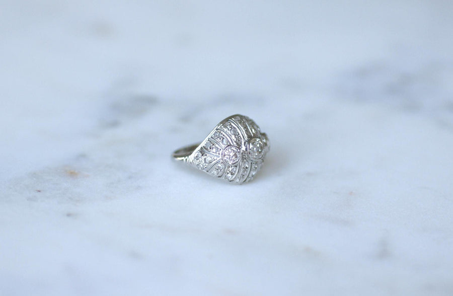 アール・デコ調 ドーム・リング ダイヤモンド 1.30カラット プラチナ