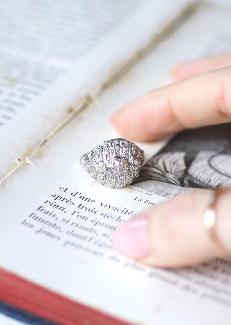 アール・デコ調 ドーム・リング ダイヤモンド 1.30カラット プラチナ