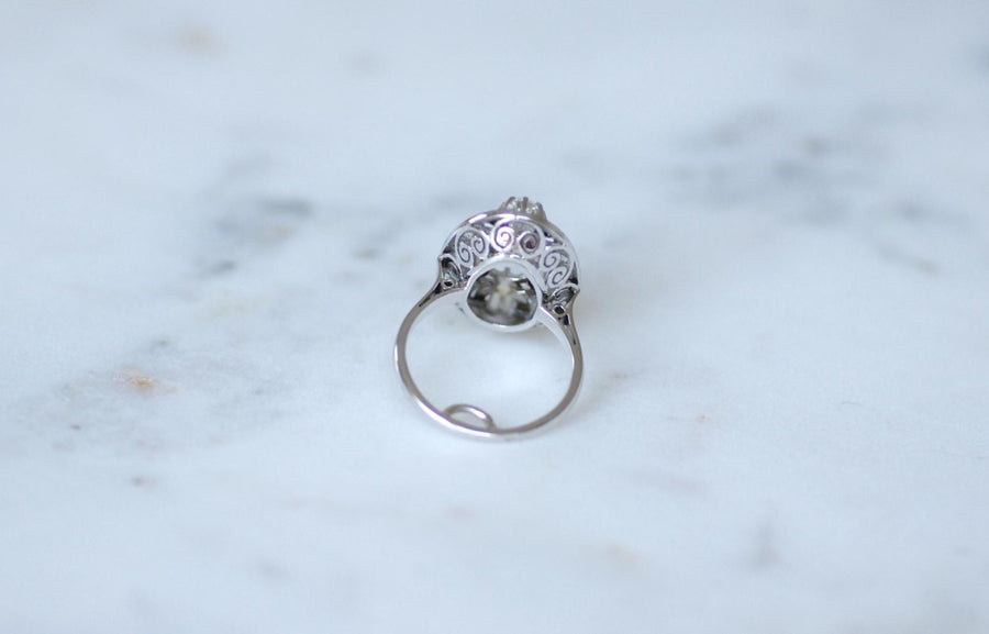 オーバル・アール・デコ・ダイヤモンド・リング 2.10カラット プラチナ＆ホワイトゴールド