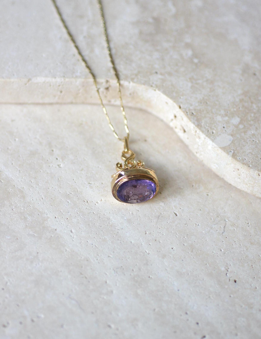 アンティーク イエローゴールド＆アメジスト シールペンダント インタリオ・エクレジオ・アーモリー