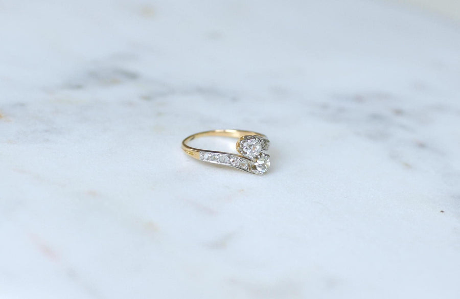 アンティーク トワ・エ・モワ リング イエローゴールドとプラチナにダイヤモンド