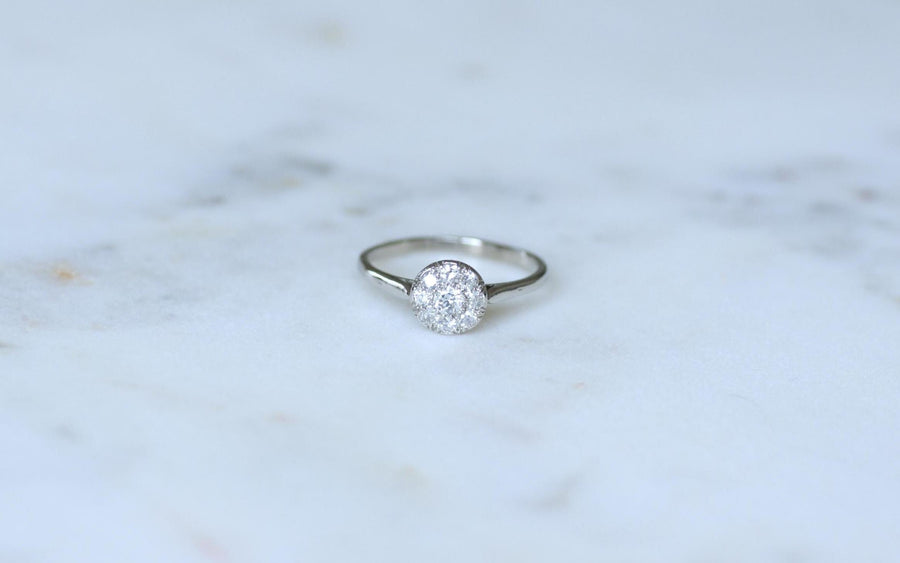 アールデコ・ラウンド・ダイヤモンド・プラチナ・リング