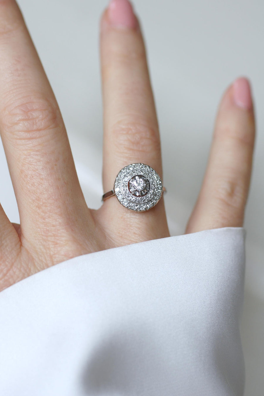 アールデコ・ダブル・エンタテインメント・ダイヤモンド・ターゲット・リング 0.60Ct ホワイトゴールド/プラチナ