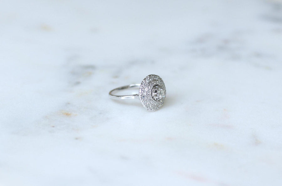 アールデコ・ダブル・エンタテインメント・ダイヤモンド・ターゲット・リング 0.60Ct ホワイトゴールド/プラチナ