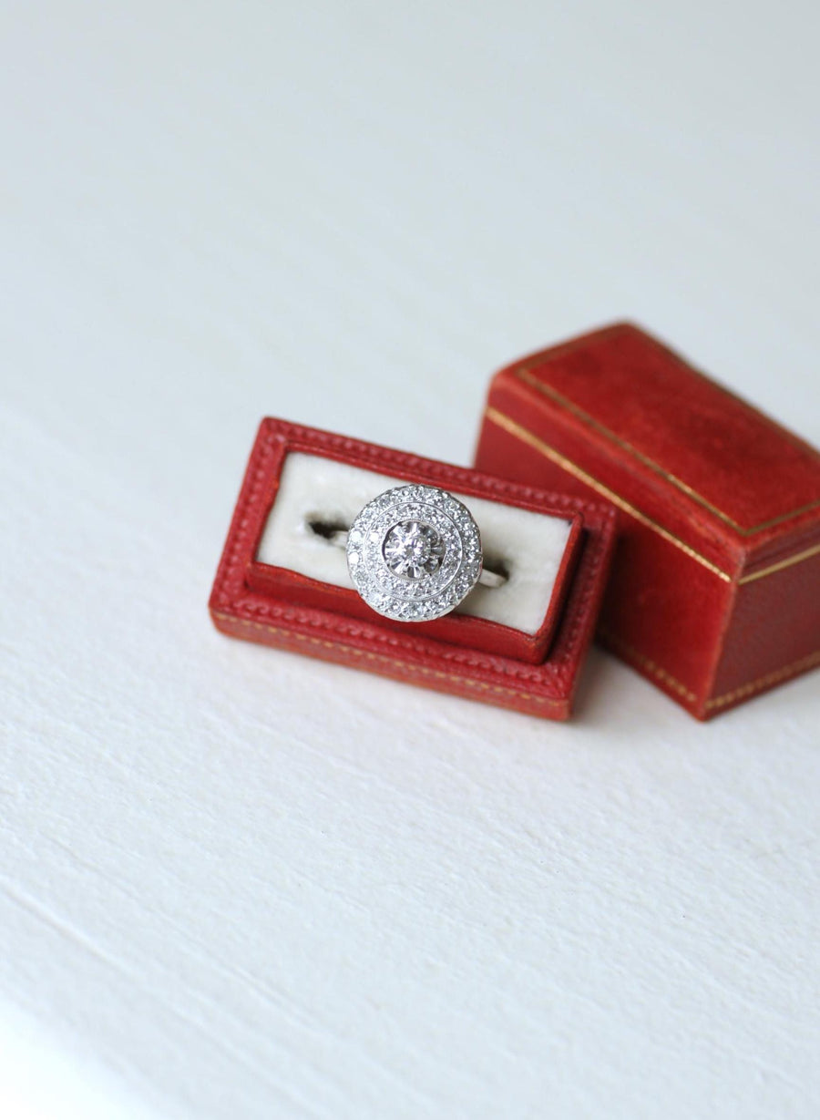 アールデコ・ダブル・エンタテインメント・ダイヤモンド・ターゲット・リング 0.60Ct ホワイトゴールド/プラチナ