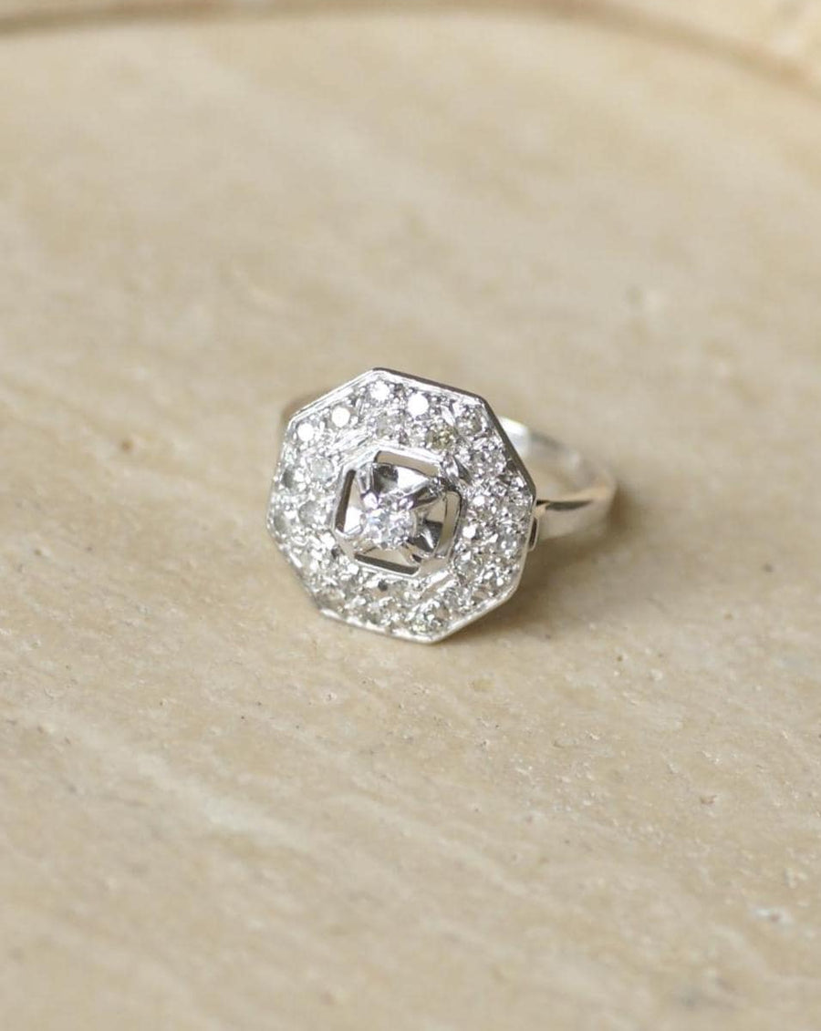 八角形アールデコ・プラチナ・ダイヤモンド・リング 0.65カラット