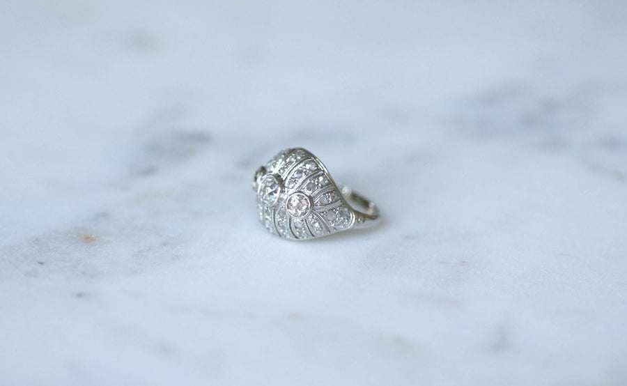 アール・デコ調 ドーム・リング ダイヤモンド 1.30カラット プラチナ