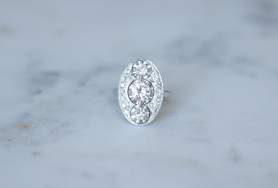 オーバル・アール・デコ・ダイヤモンド・リング 2.10カラット プラチナ＆ホワイトゴールド