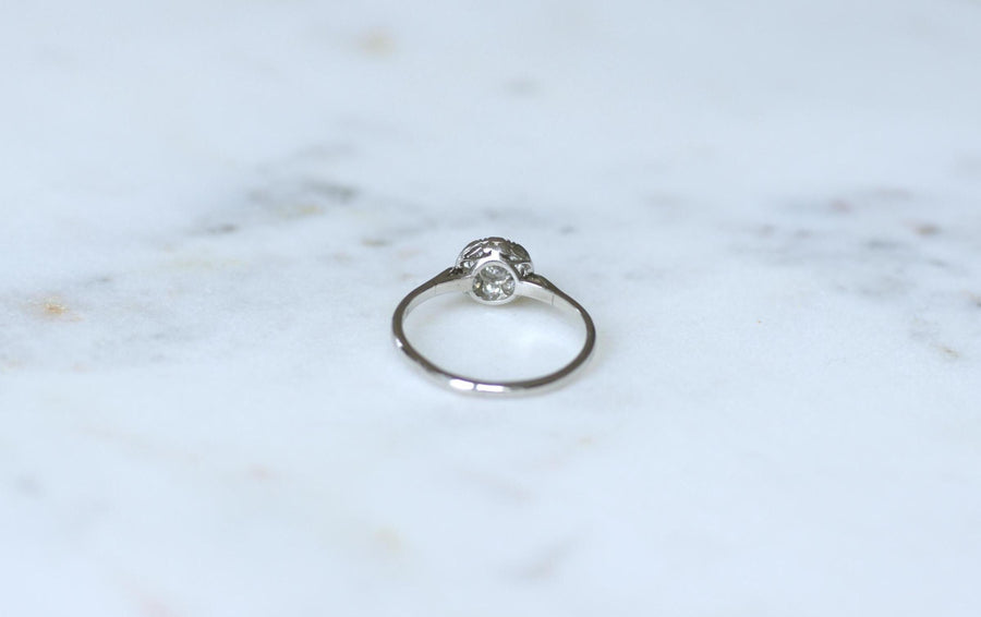 アールデコ・ラウンド・ダイヤモンド・プラチナ・リング