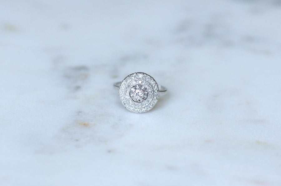 アールデコ・ダブル・エンタテインメント・ダイヤモンド・ターゲット・リング 0.60Ct ホワイトゴールド/プラチナ