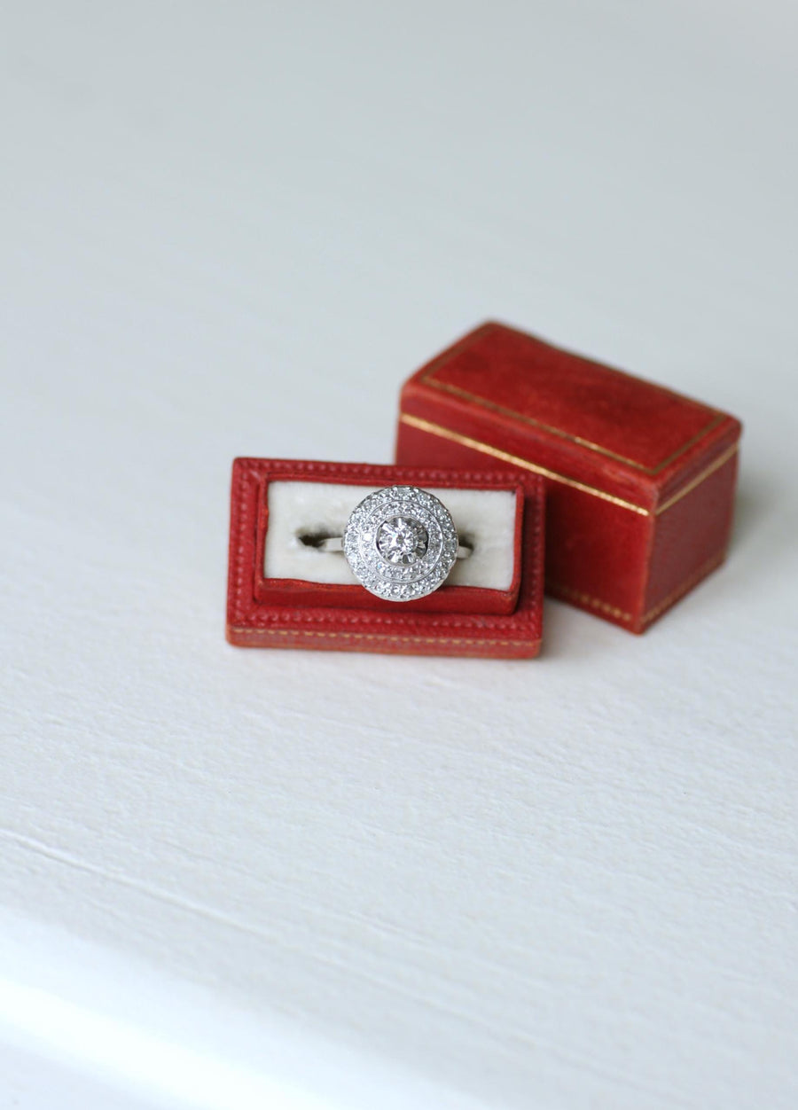 アールデコ・ダブル・エンタテインメント・ダイヤモンド・ターゲット・リング 0.60Ct ホワイトゴールド/プラチナ