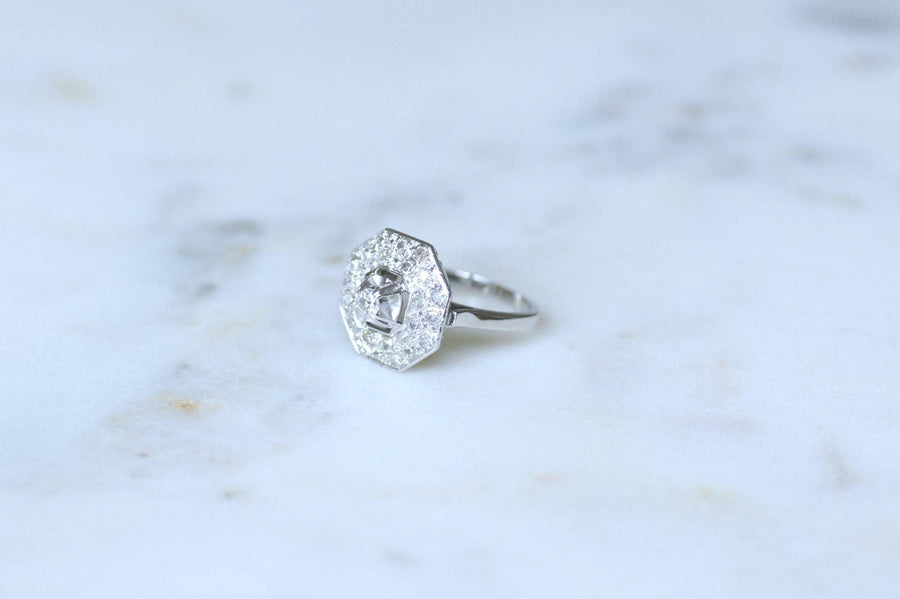 八角形アールデコ・プラチナ・ダイヤモンド・リング 0.65カラット