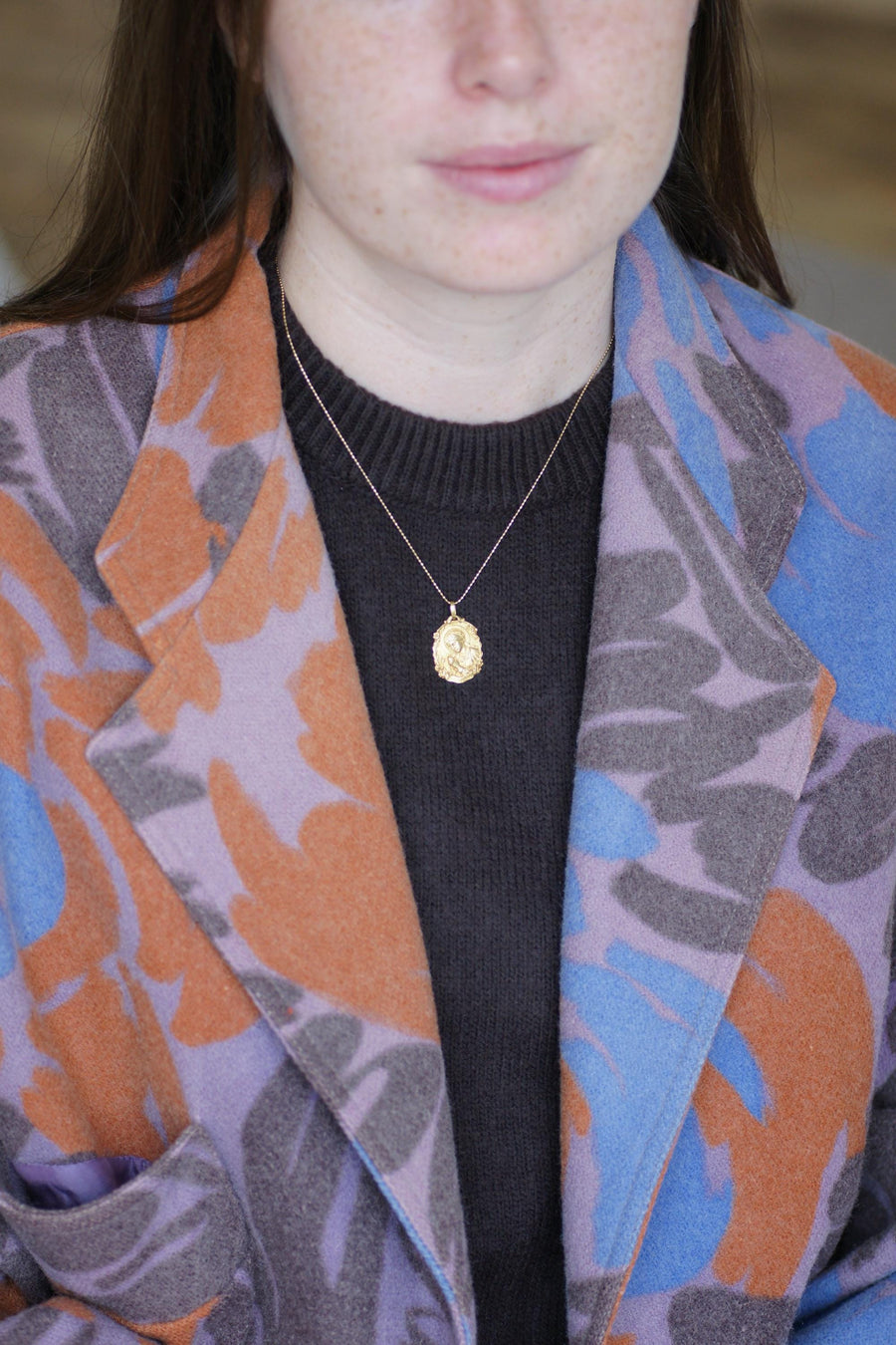 アンティーク・イエローゴールド・聖母マリア・ヴィルゴ・フィデリス・メダル