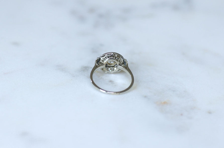 アールデコ・ターゲット・リング 0.75カラットのダイヤモンド、ホワイトゴールドとプラチナ