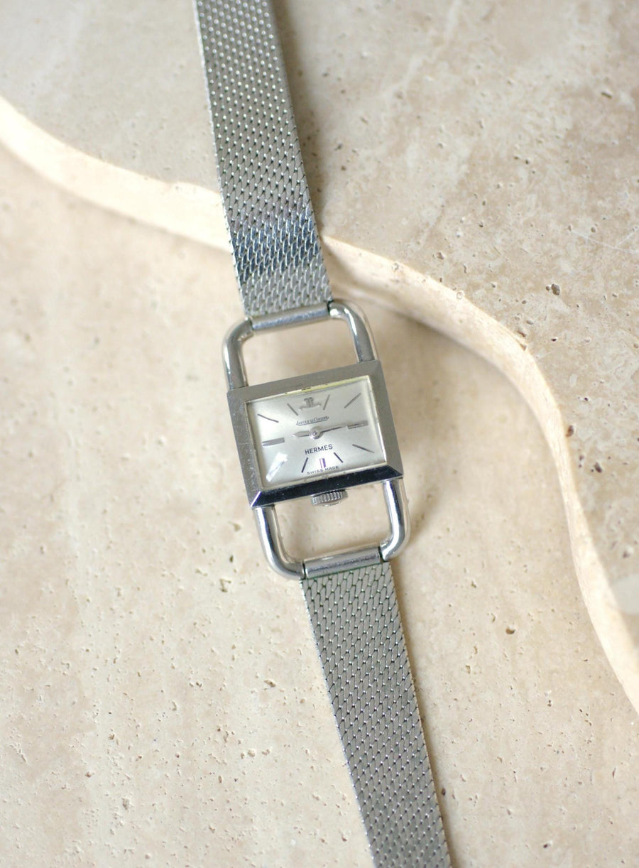 ジャガー・ルクルト・フォー・エルメス 70年代の女性用機械式スチールキャリパーウォッチ