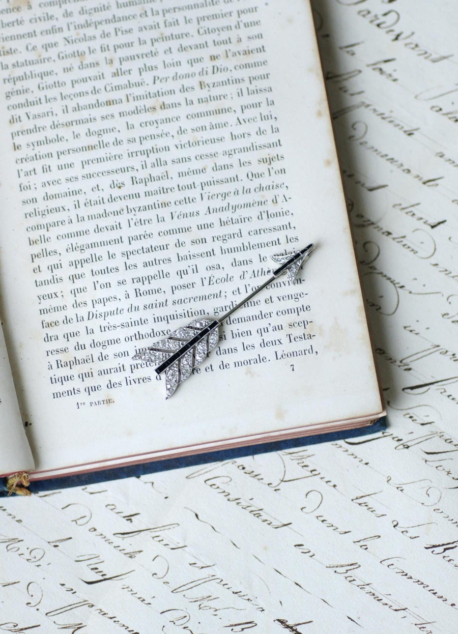 アールデコ ダイヤモンド アロー ブローチ ホワイトゴールド プラチナ