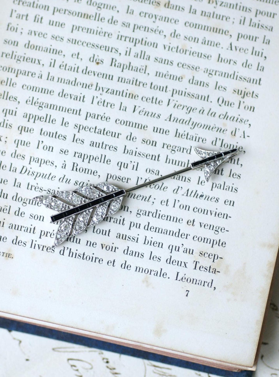 アールデコ ダイヤモンド アロー ブローチ ホワイトゴールド プラチナ