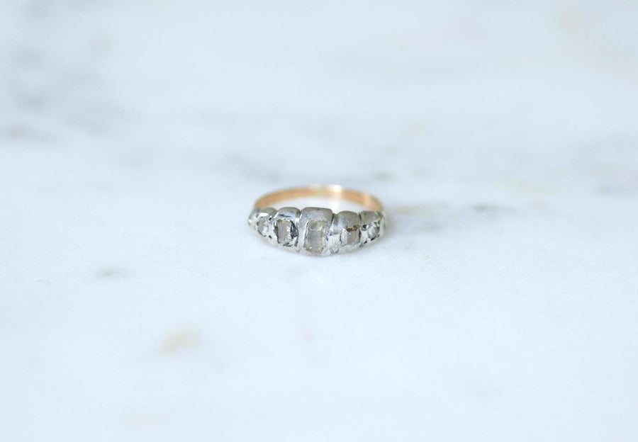 アンティーク・ガーターリング ピンク＆テーブルカット・ダイヤモンド ピンクゴールド＆シルバー