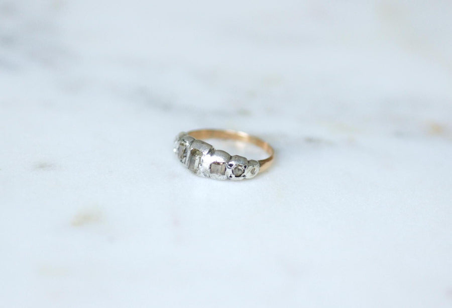 アンティーク・ガーターリング ピンク＆テーブルカット・ダイヤモンド ピンクゴールド＆シルバー