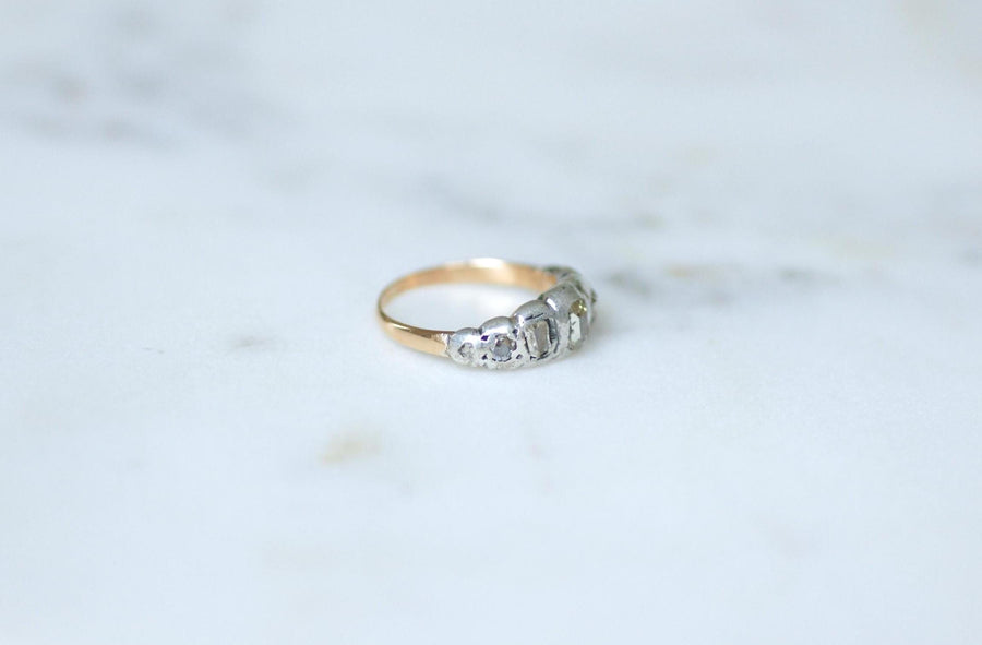 アンティーク・ガーターリング ピンク＆テーブルカット・ダイヤモンド ピンクゴールド＆シルバー