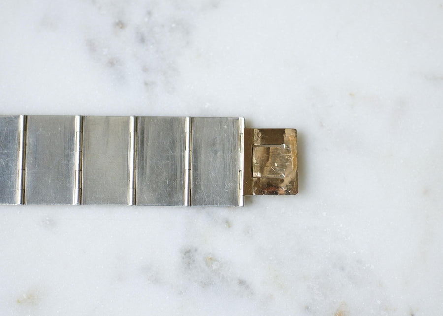 アールデコ ルビー ピンクゴールド＆シルバー リボン ブレスレット