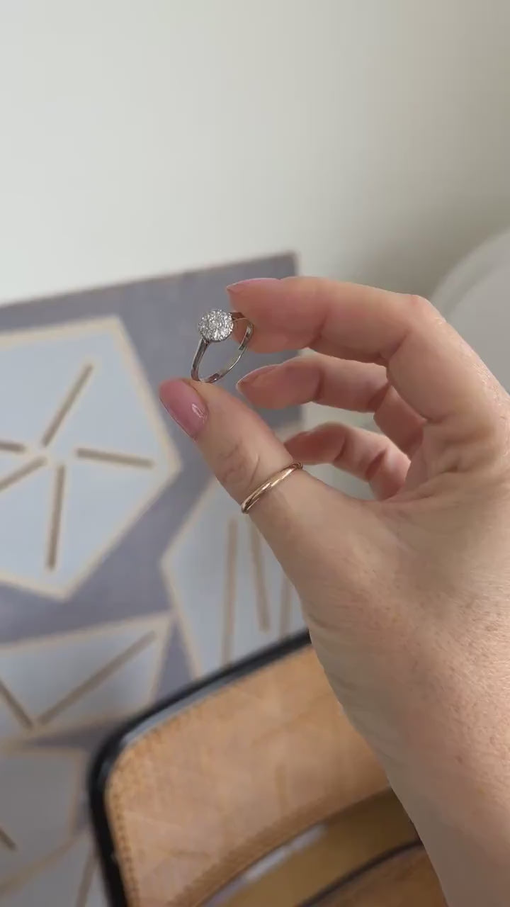 アールデコ・ラウンド・ダイヤモンド・プラチナ・リング