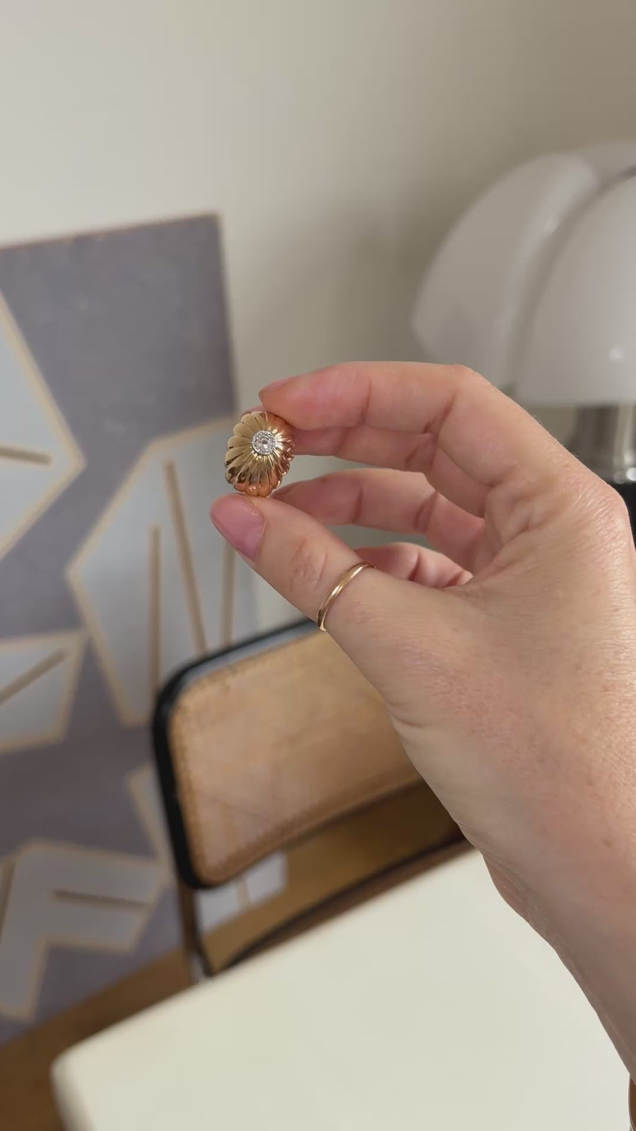 ダイヤモンド・オン・ゴールド＆プラチナ・ゴードロン・ボール・リング