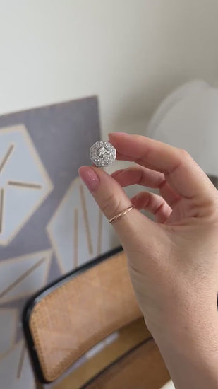 八角形アールデコ・プラチナ・ダイヤモンド・リング 0.65カラット