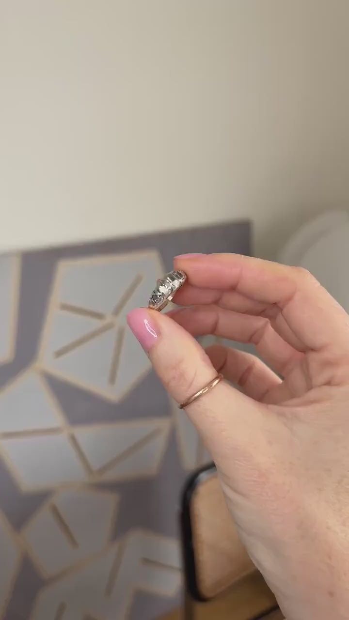 アンティーク・ガーターリング ピンク＆テーブルカット・ダイヤモンド ピンクゴールド＆シルバー