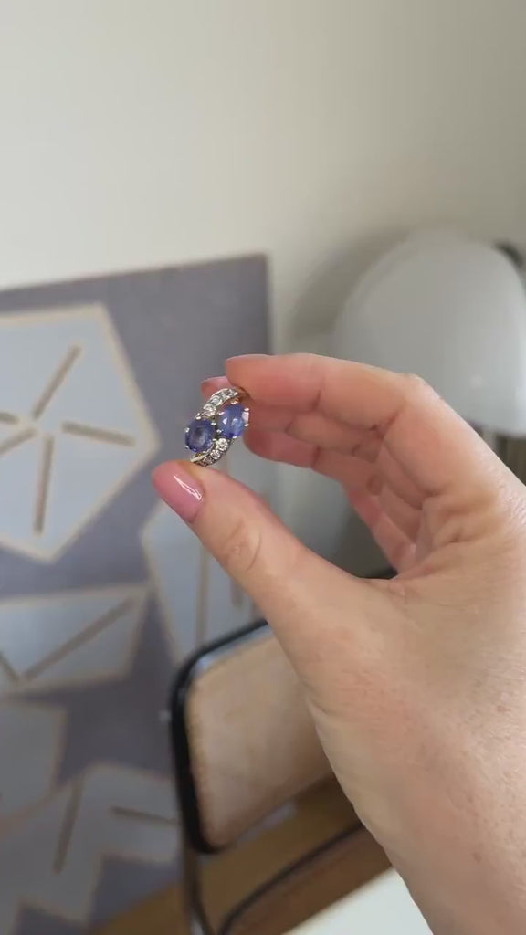 セイランサファイアとダイヤモンドの「トゥイ・エ・モワ」リング