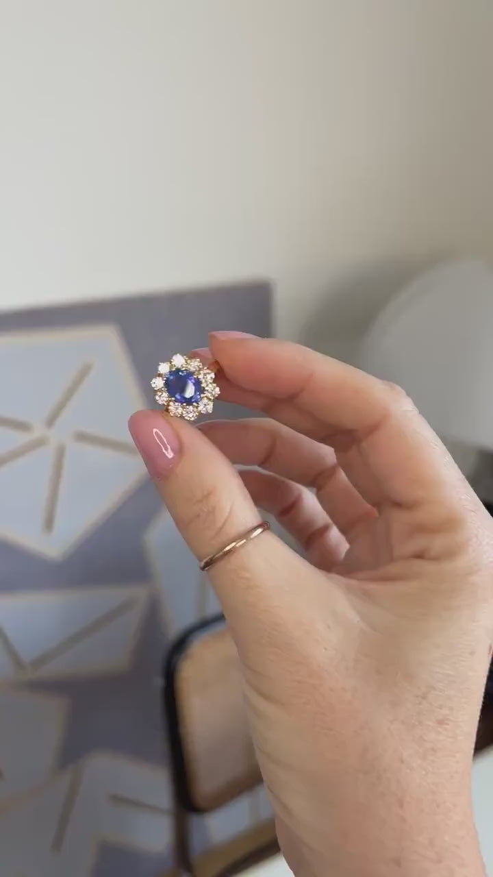 リング マルグリット・セイラン イエローゴールドに1.70カラットのサファイアとダイヤモンド