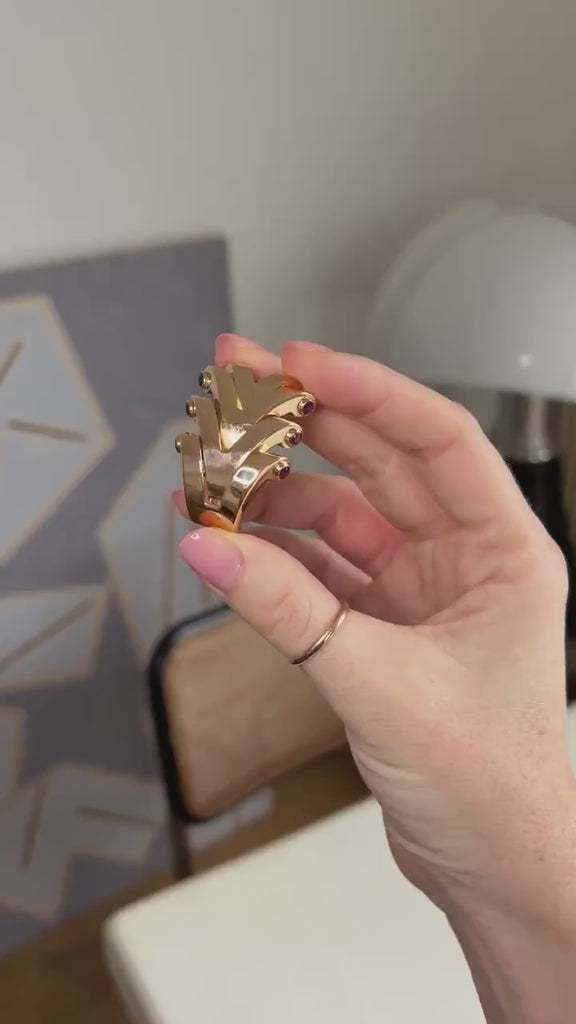 ブシュロン クリップブローチ ローズゴールドにルビー 1940年代