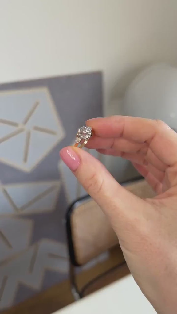 アンティーク・マルグリット・リング ダイヤモンド、ピンクゴールド、プラチナ