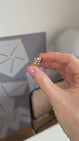 アンティーク・マルグリット・リング ダイヤモンド、ピンクゴールド、プラチナ