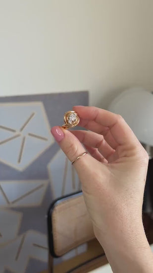 1950年代製 ローズゴールドとプラチナ製 ダイヤモンド付きトゥールビヨンリング