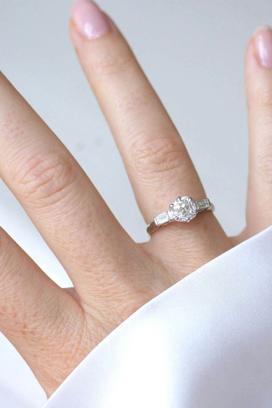 アールデコ クッション ダイヤモンド ソリテア 1.00Ct プラチナ - Galerie Pénélope