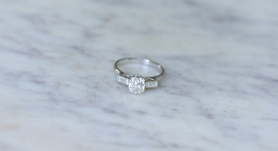 アールデコ クッション ダイヤモンド ソリテア 1.00Ct プラチナ - Galerie Pénélope