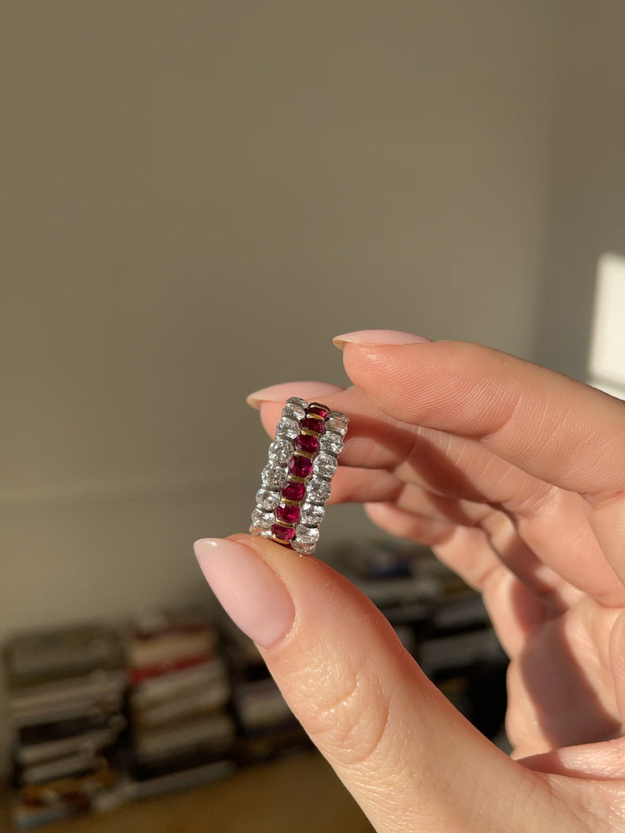 ルビーとダイヤモンドのトリプルリング